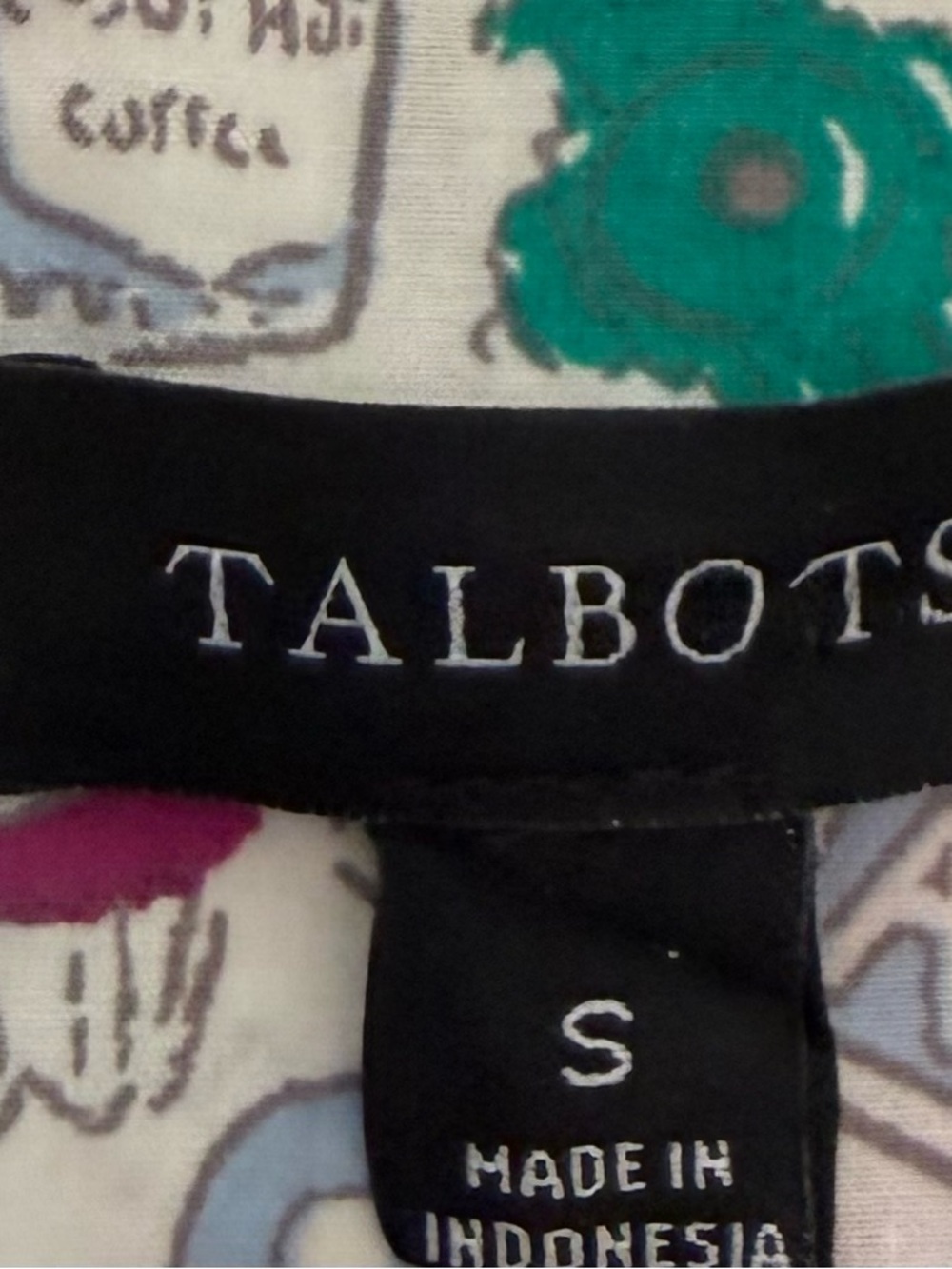 Talbots White New York City Doodle Pattern Button Up Cotton Shirt - Picture 3 of 10